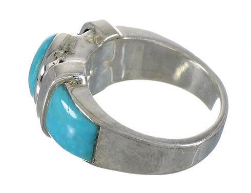 Authentic Sterling Silver Southwestern Turquoise Ring Size 6-1/2 AX90972